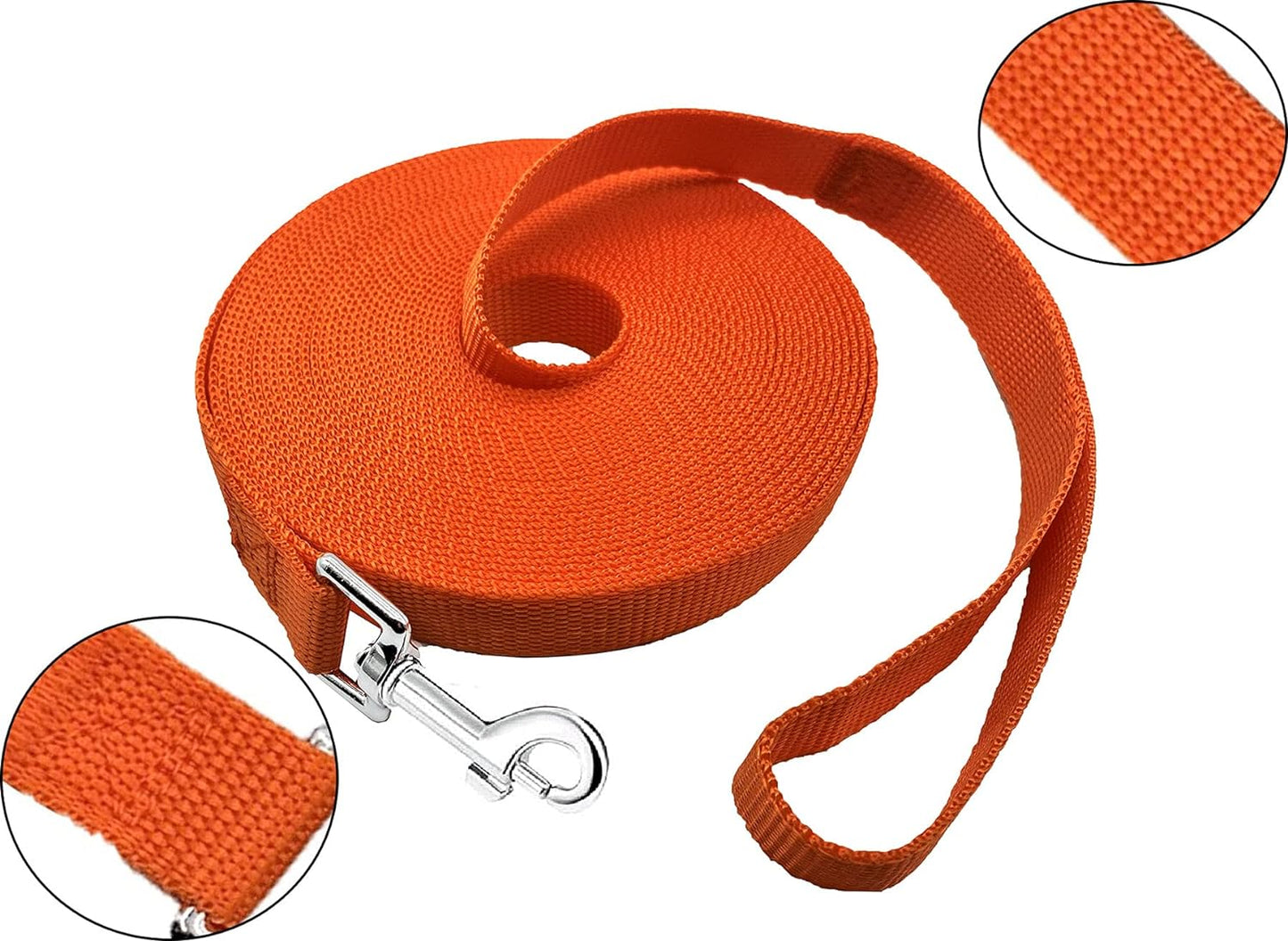 15Ft 20Ft 30Ft 40Ft 50Ft Long Dog/Puppy Lead Obedience Recall Training Dog Leashes for Small Medium Dogs Camping, Training, Play, or Backyard (20 FT, Orange)