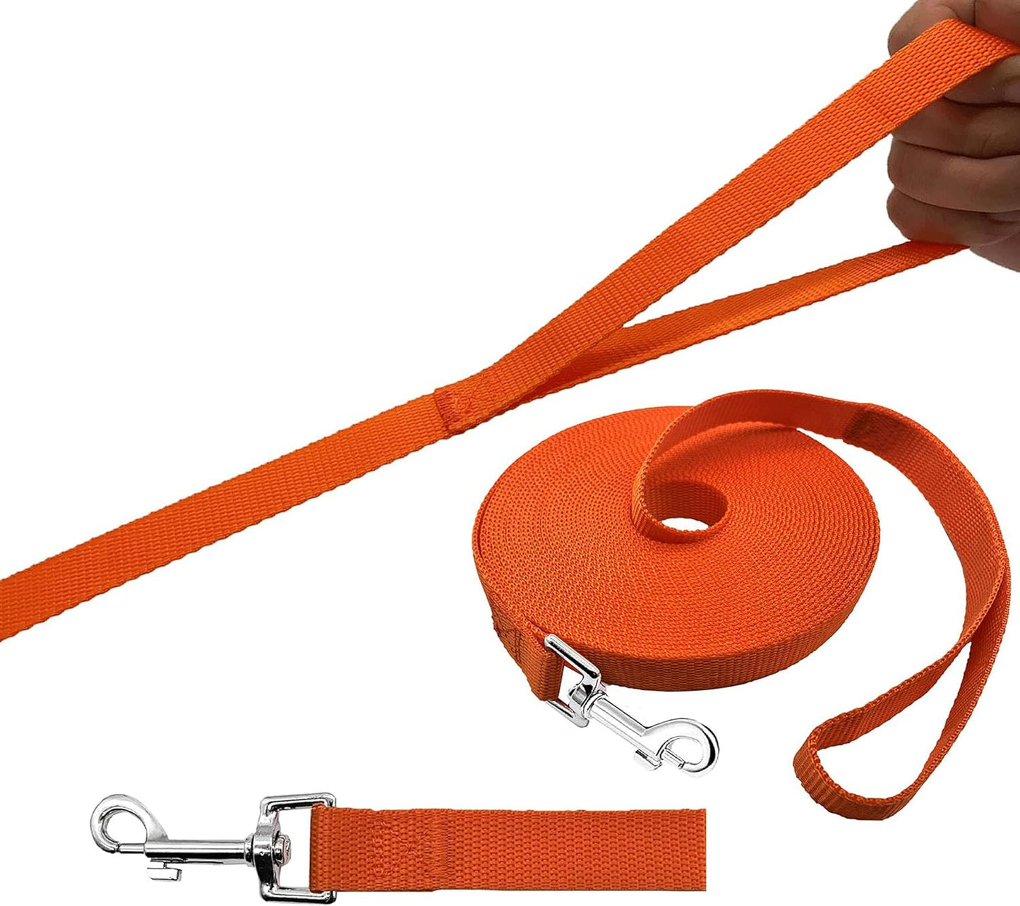 15Ft 20Ft 30Ft 40Ft 50Ft Long Dog/Puppy Lead Obedience Recall Training Dog Leashes for Small Medium Dogs Camping, Training, Play, or Backyard (20 FT, Orange)